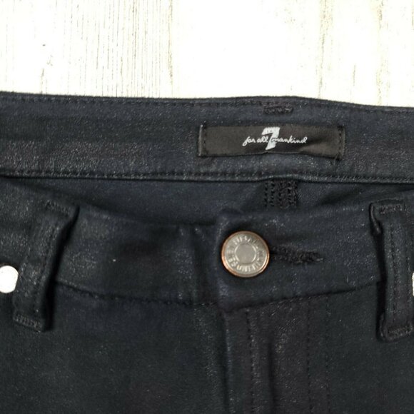 7 FOR ALL MANKIND Black Faux Suede Skinny Ankle Pants Size 28 (30x21) EUC - Picture 6 of 11
